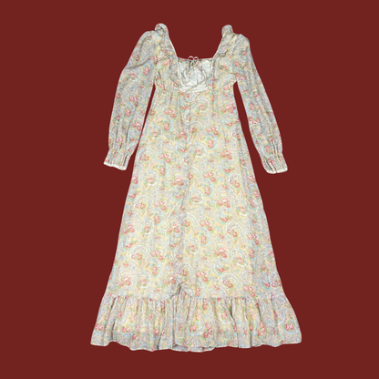(S/M) 60/70s Floral Prairie Maxi Dress