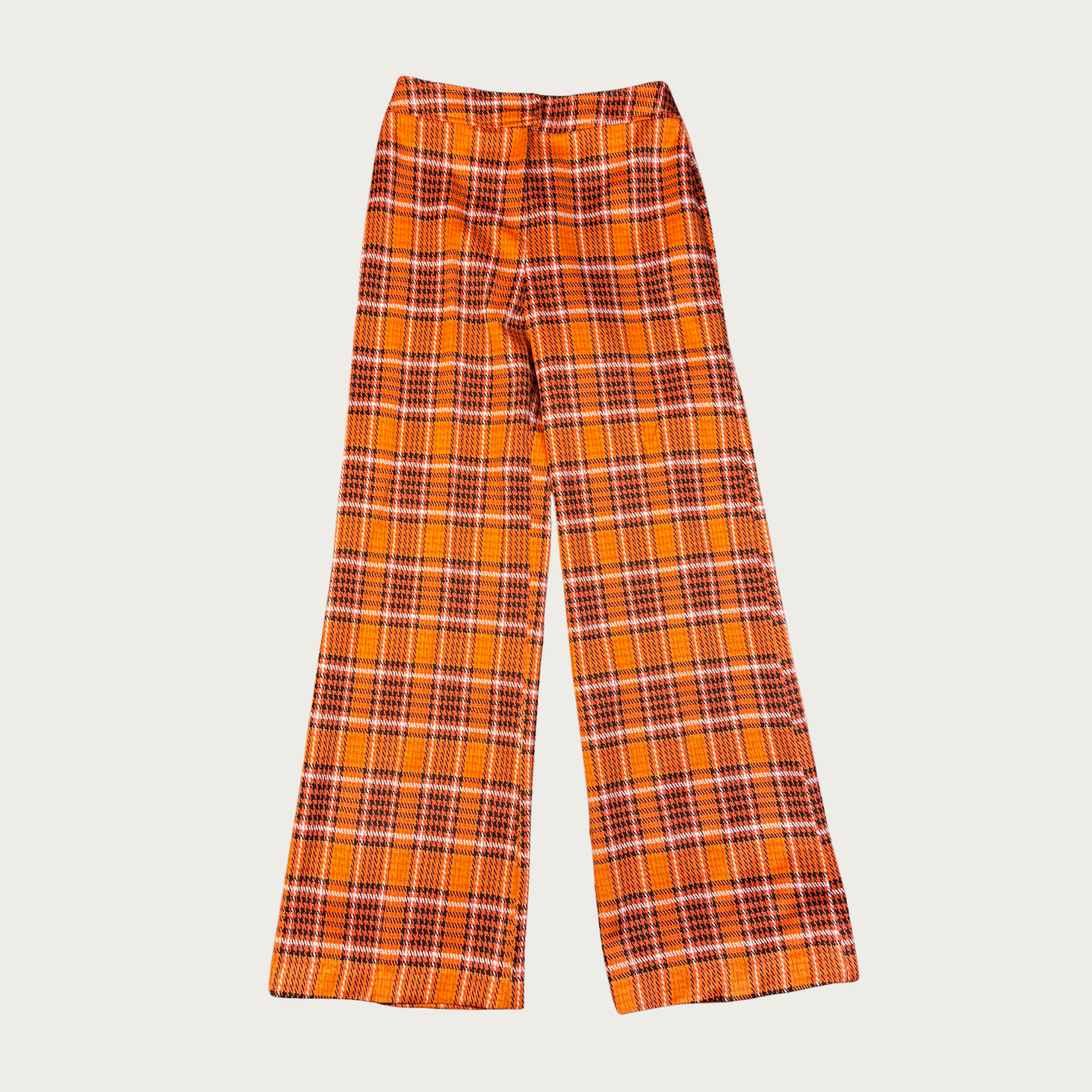 (S) 70s Orange Plaid Flares Matching Set