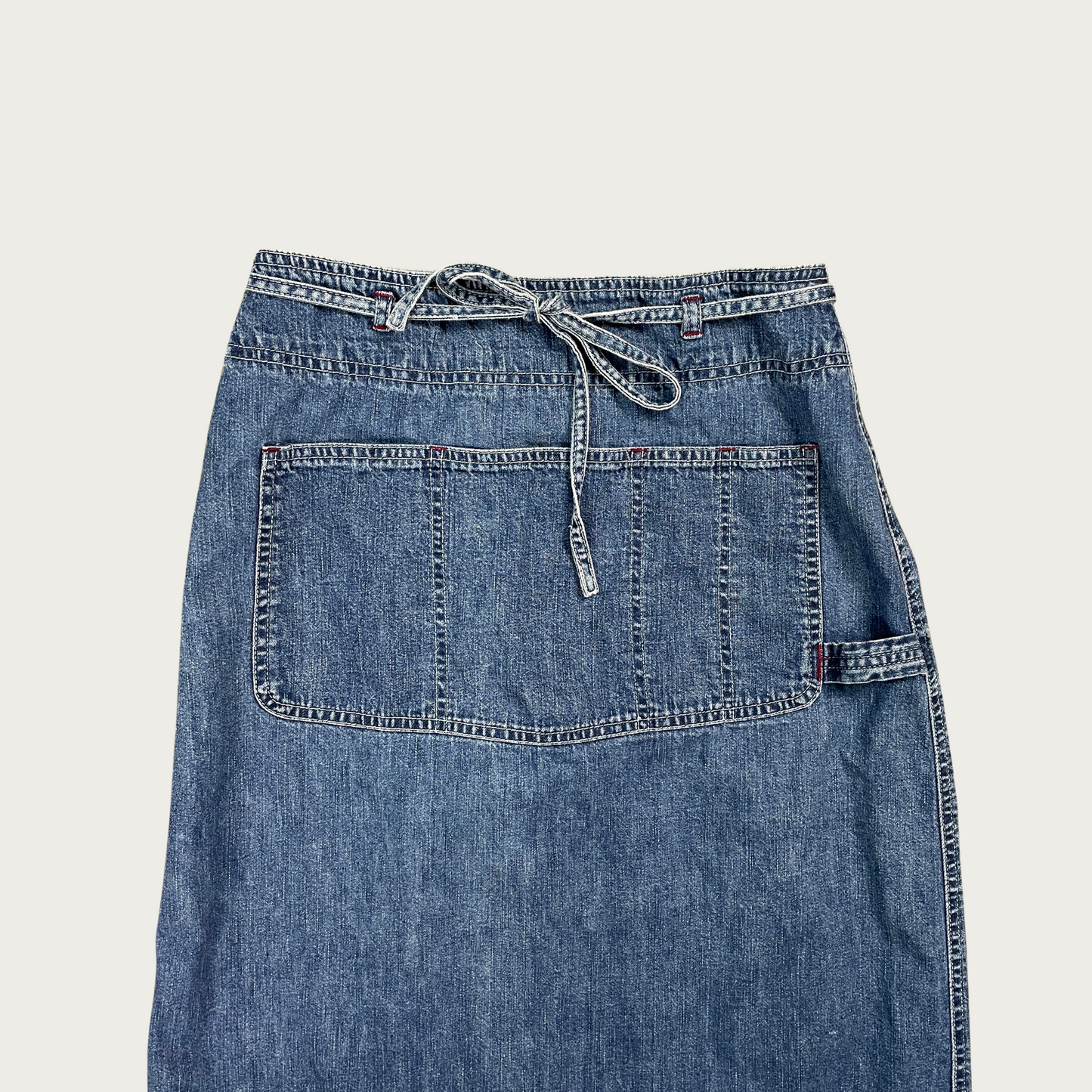 (S) Denim Utility Pocket Wrap Maxi Skirt