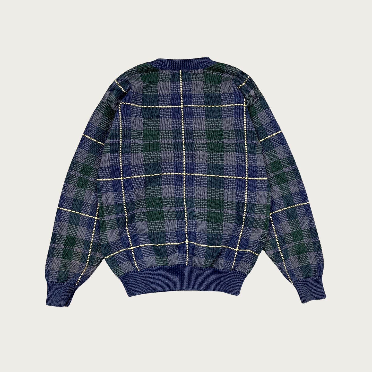 (S) Crewneck Plaid Navy Sweater