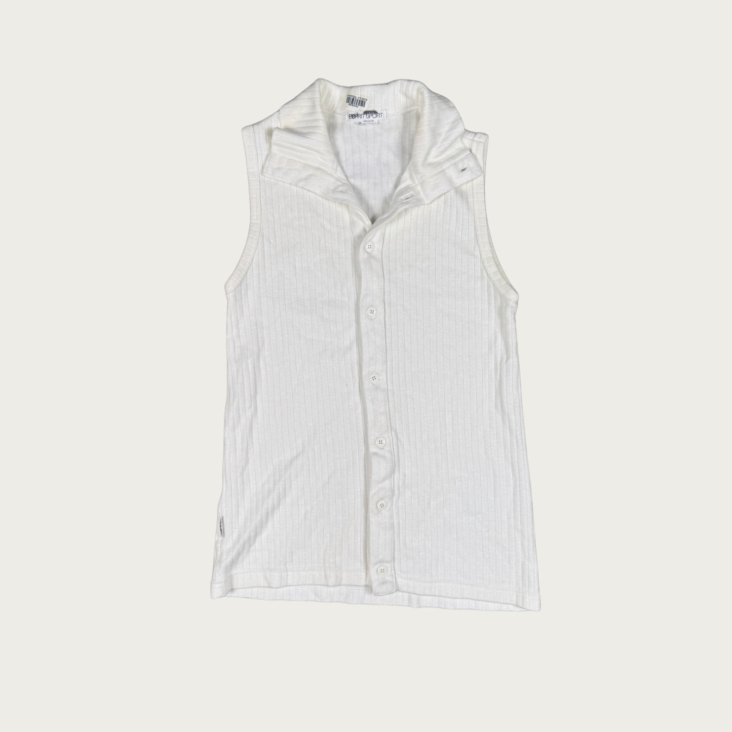 (S) White Collared Sleeveless Top