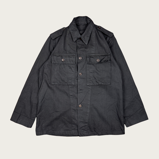 (M/L) 1960s Dutch Overdyed Black Military Shirt