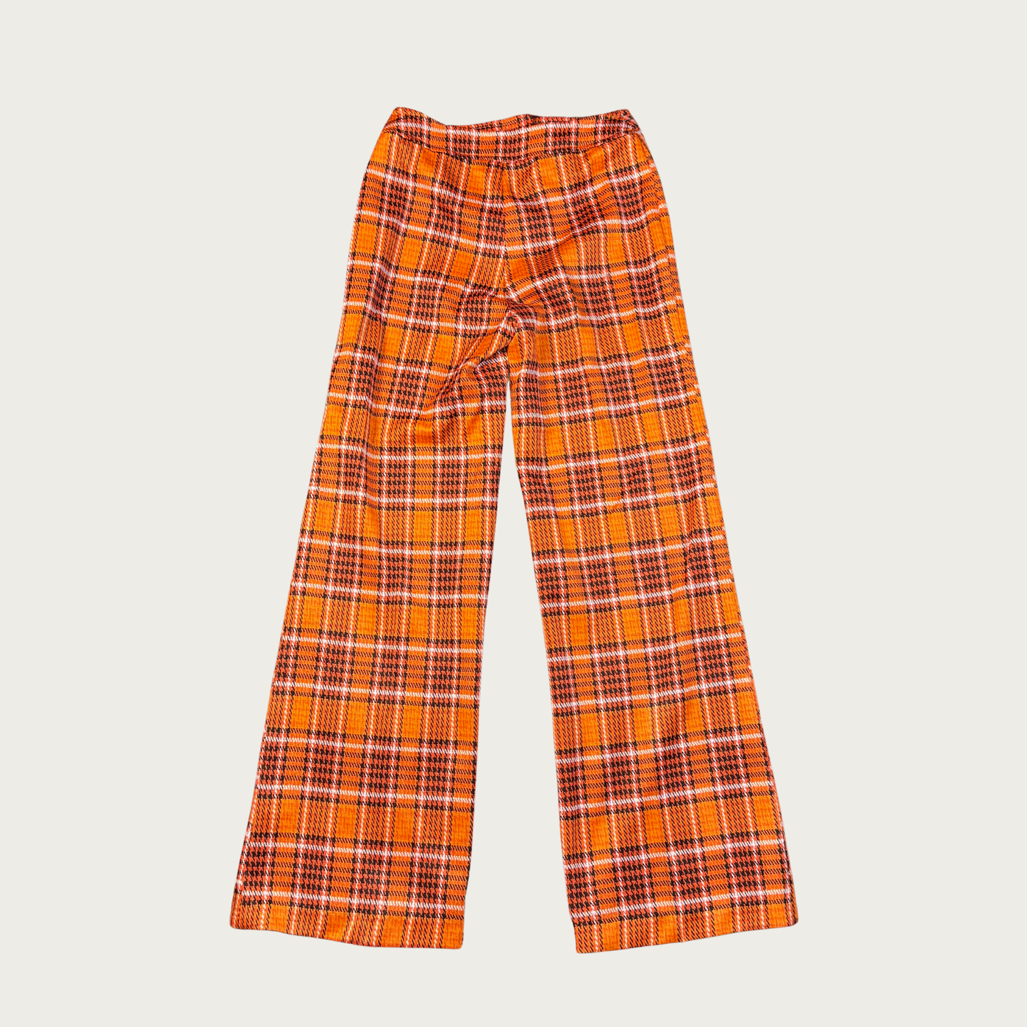 (S) 70s Orange Plaid Flares Matching Set
