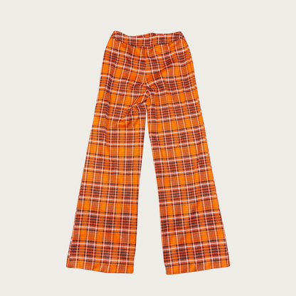 (S) 70s Orange Plaid Flares Matching Set