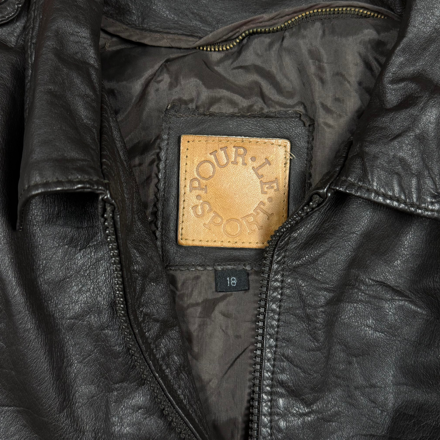 (M) 80s/90s Dark Brown Leather Bomber Jacket