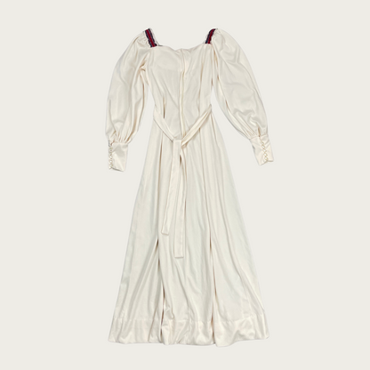 (S) 70s Embroidered Trim Maxi Dress