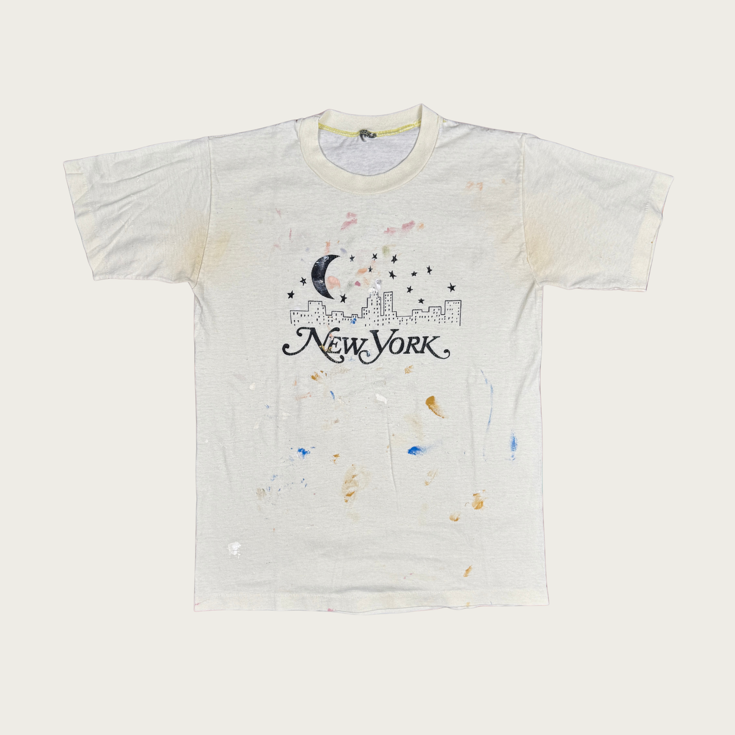 (S/M) 70s/80s Painted New York Skyline Tee