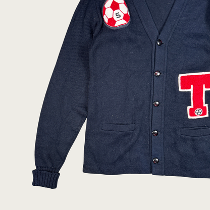 (L) 80s Red/Black Soccer Varsity Cardigan