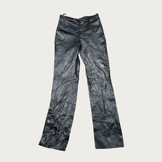 (26") 80s/90s Black Leather Pants