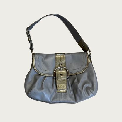 Y2K Coach Soho Gray/Green Pleated Shoulder Bag