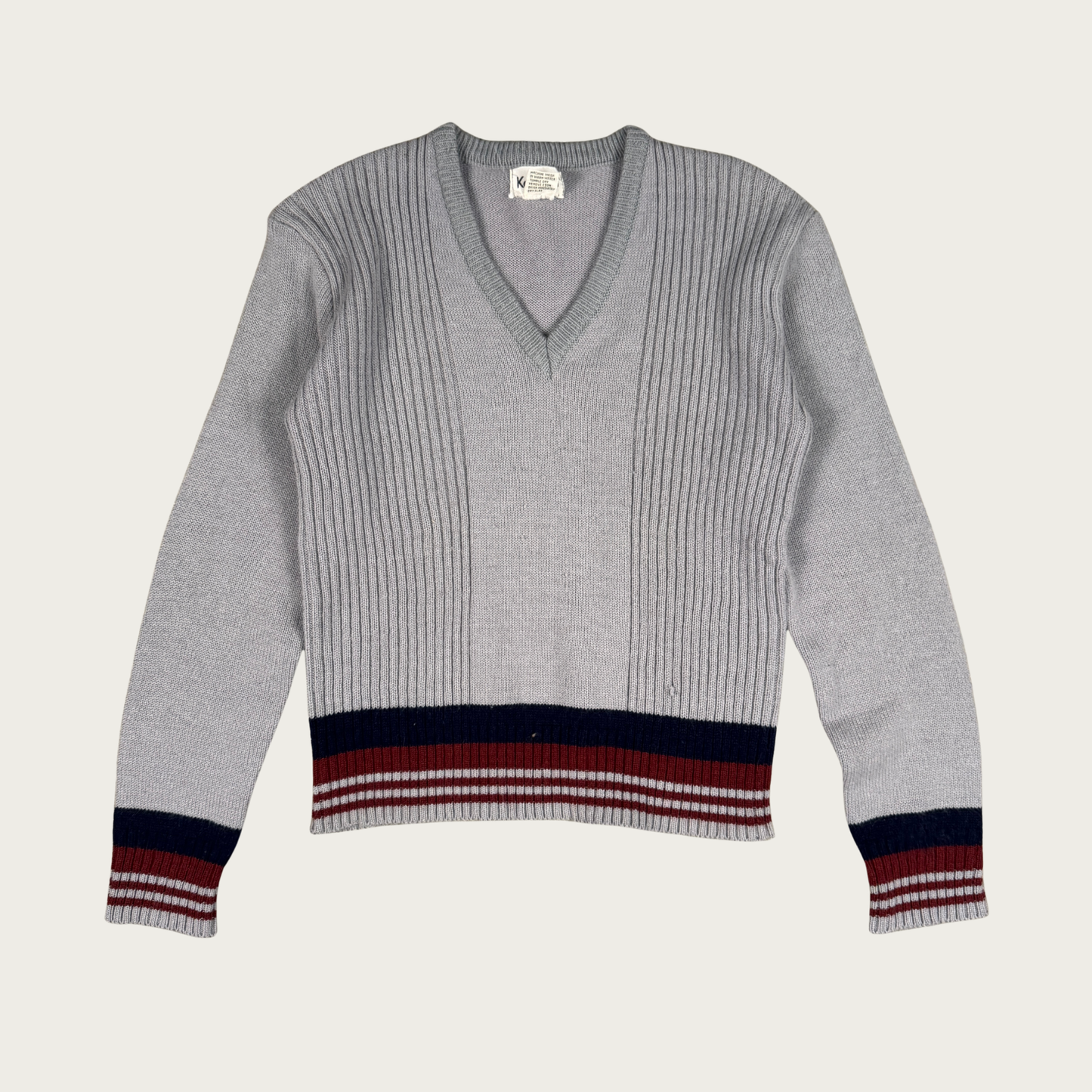 (M/L) 80s/90s Gray V Neck Sweater