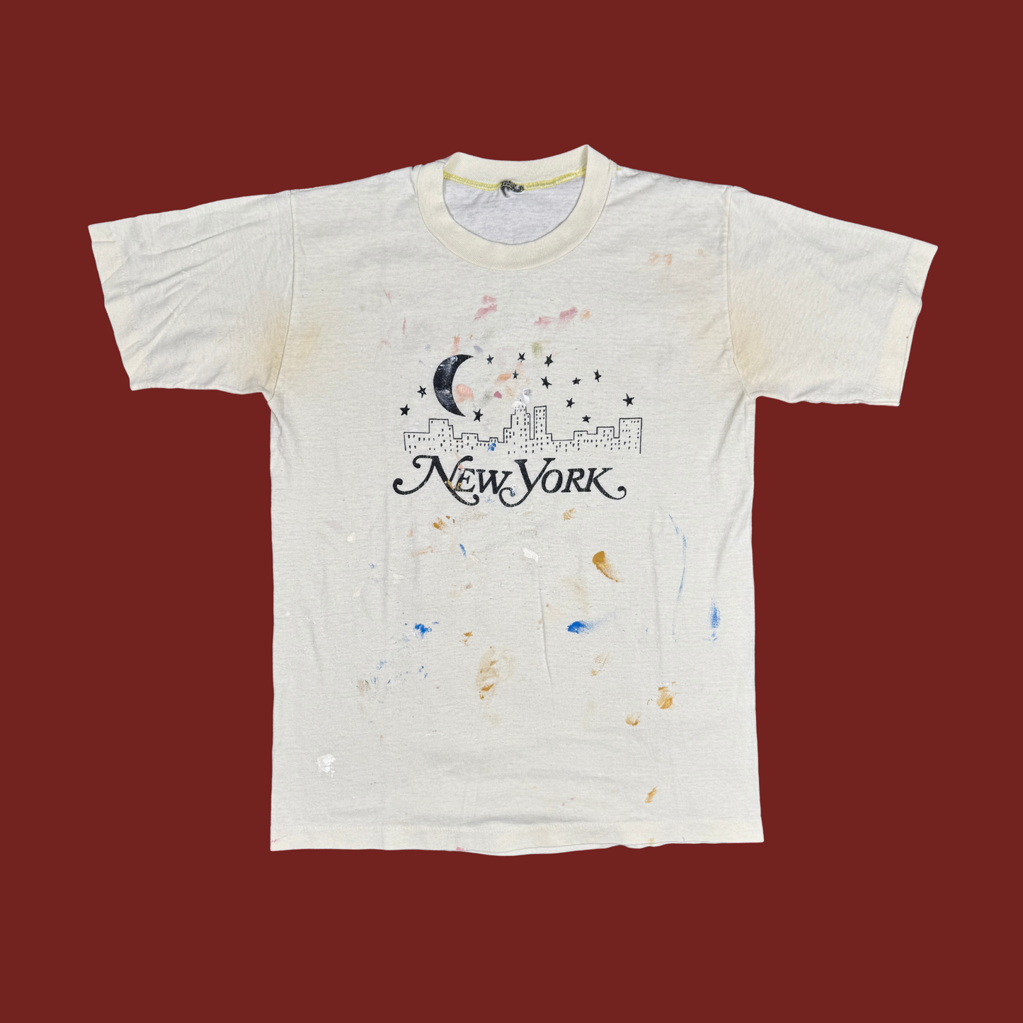 (S/M) 70s/80s Painted New York Skyline Tee