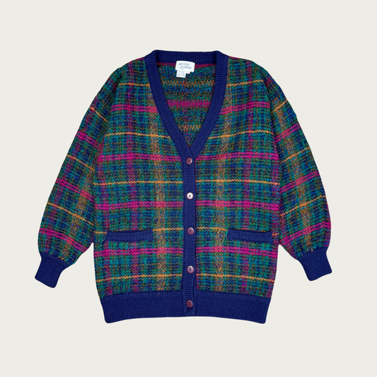 (S) Colorful Plaid Cardigan