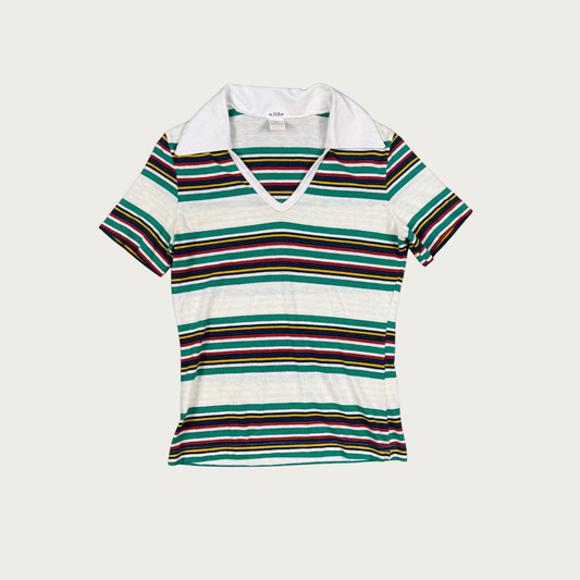 (M) 80s/90s Striped Collared Tee