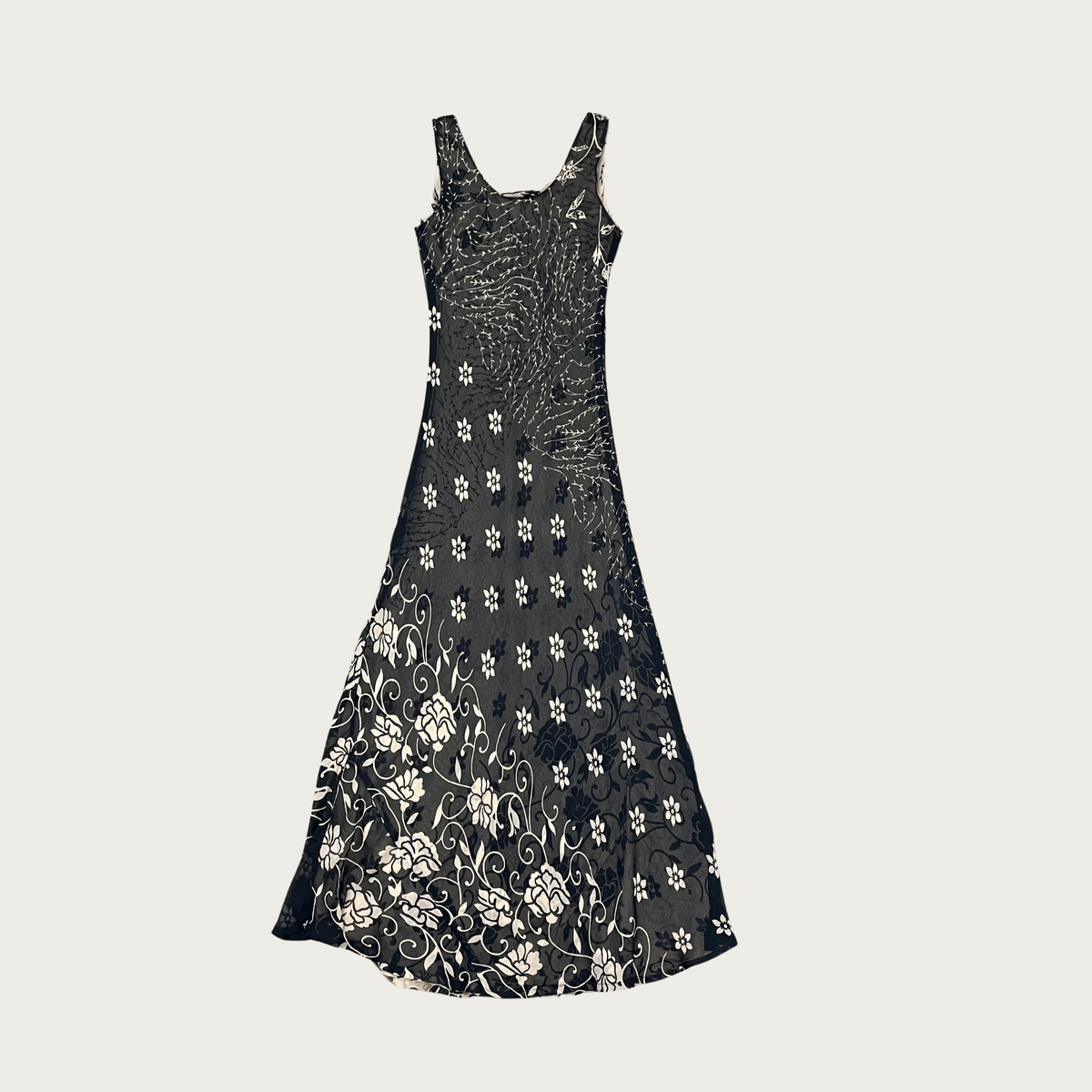 XS/S) Reversible Black and Beige Floral Maxi Dress – The Clothing Warehouse