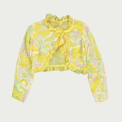 (M) Yellow Floral Cropped Layering Blouse