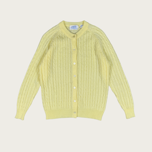(L) 80s/90s Light Yellow Cable Knit Cardigan