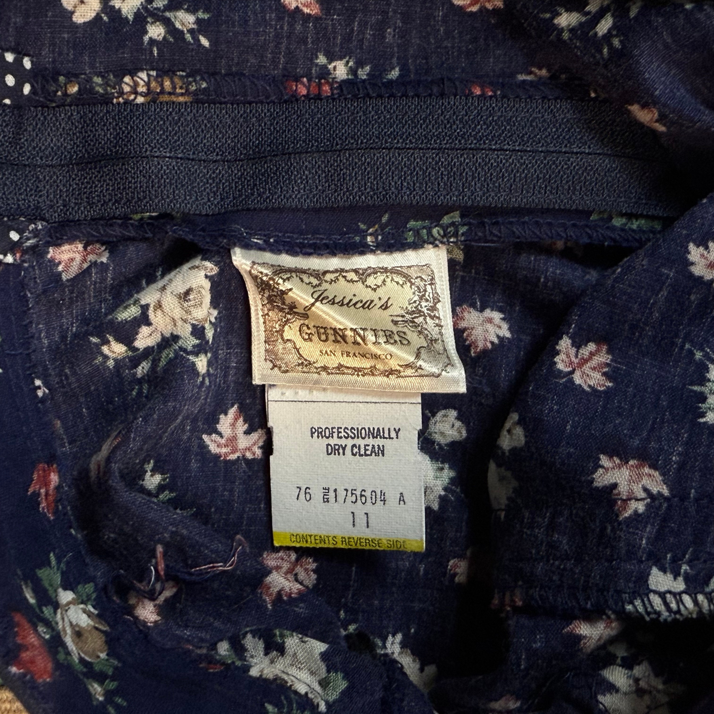 (27) 70s Gunne Sax Navy Floral Prairie Maxi Skirt