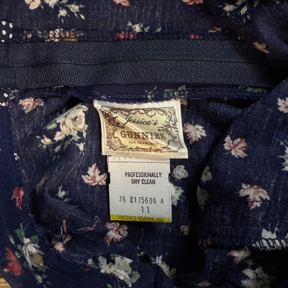(27) 70s Gunne Sax Navy Floral Prairie Maxi Skirt