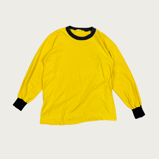 (M) Yellow/Navy Long Sleeve Ringer Tee