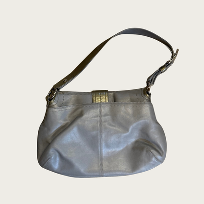 Y2K Coach Soho Gray/Green Pleated Shoulder Bag