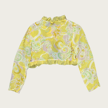 (M) Yellow Floral Cropped Layering Blouse