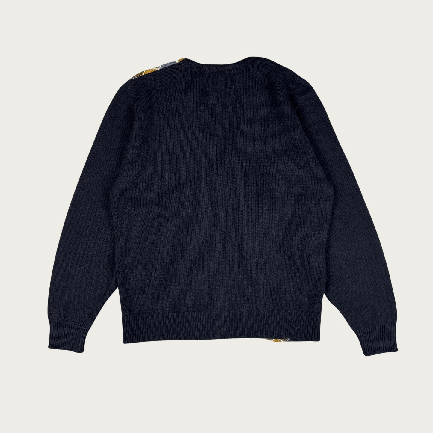 (M/L) 60s/70s Black/Tan Argyle Cardigan