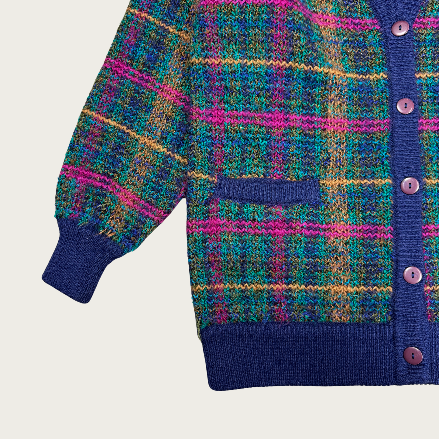 (S) Colorful Plaid Cardigan