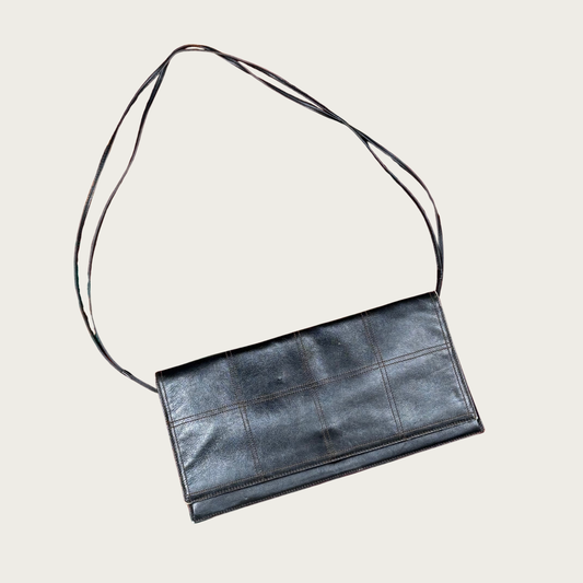 Black Leather Shoulder Bag/Clutch