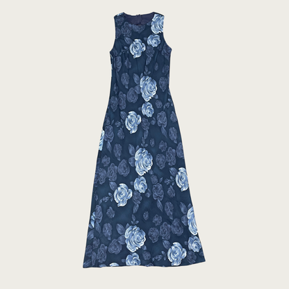 (S) 90s/Y2K Blue Floral Maxi Dress
