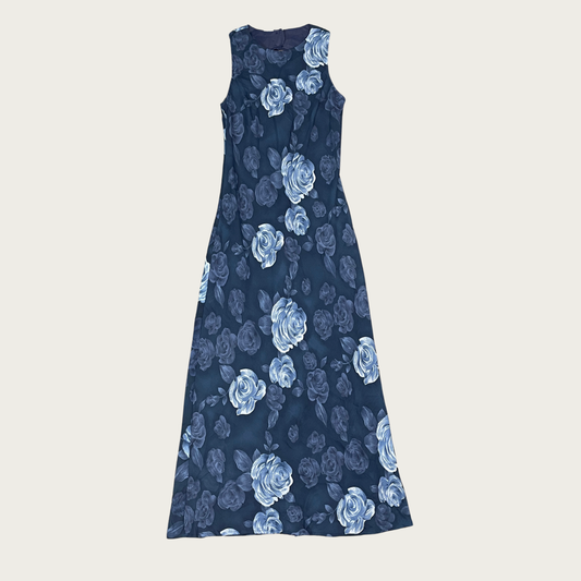 (S) 90s/Y2K Blue Floral Maxi Dress