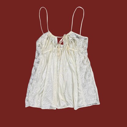 (M) Cream Lace Vintage Slip Top