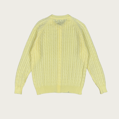 (L) 80s/90s Light Yellow Cable Knit Cardigan