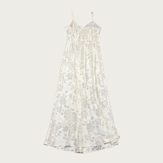(M) 80s/90s Victoria's Secret Gold Label White Sheer Floral Dress