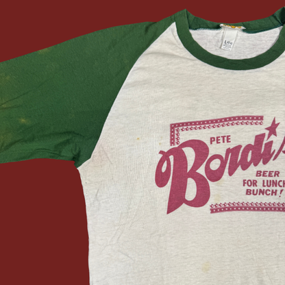 (L) 70s/80s Pete Bordi's Beer For Lunch Bunch Raglan Tee
