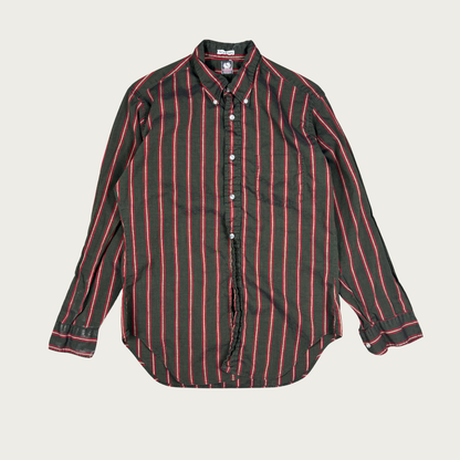 (M) 60s Green/Red Striped Button Up