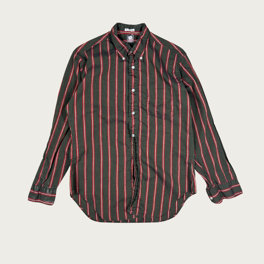 (M) 60s Green/Red Striped Button Up