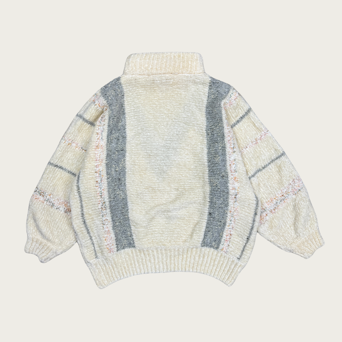 (M) Cream Chevron Mock Neck Sweater