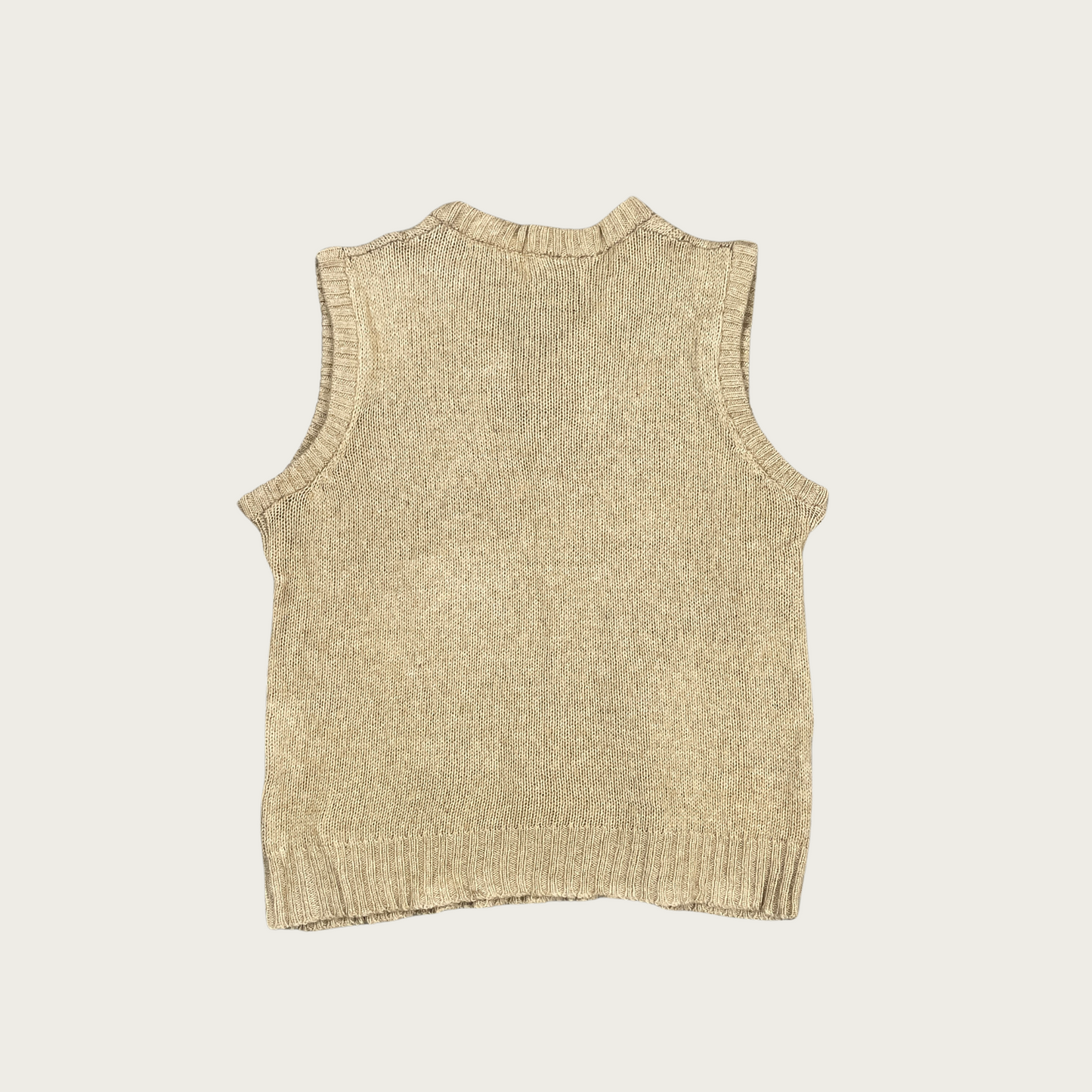 (L) Tan Cable Knit Sweater Vest