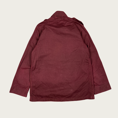 (M) 1960s Dutch Overdyed Maroon Military Shirt