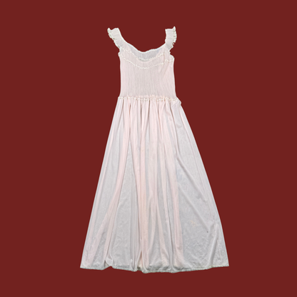 (M) 50s/60s Vanity Fair Pink Pleated Drop Waist Slip Dress