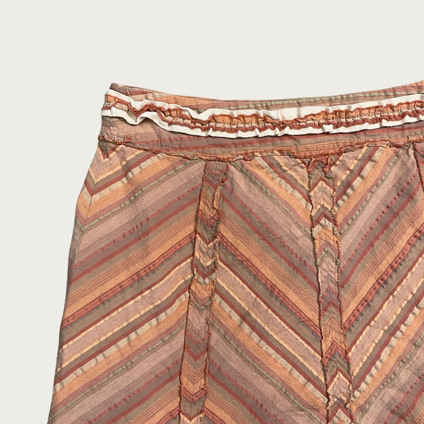 (S/M) Orange Chevron Pattern Midi Skirt