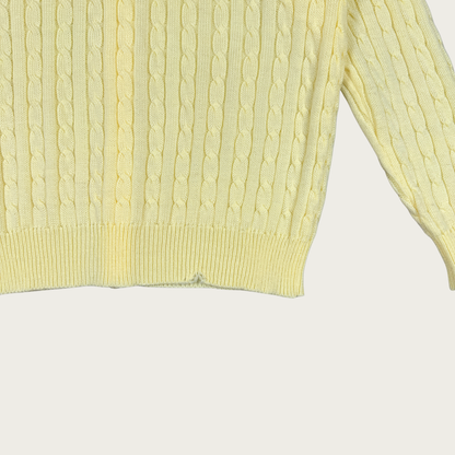 (L) 80s/90s Light Yellow Cable Knit Cardigan