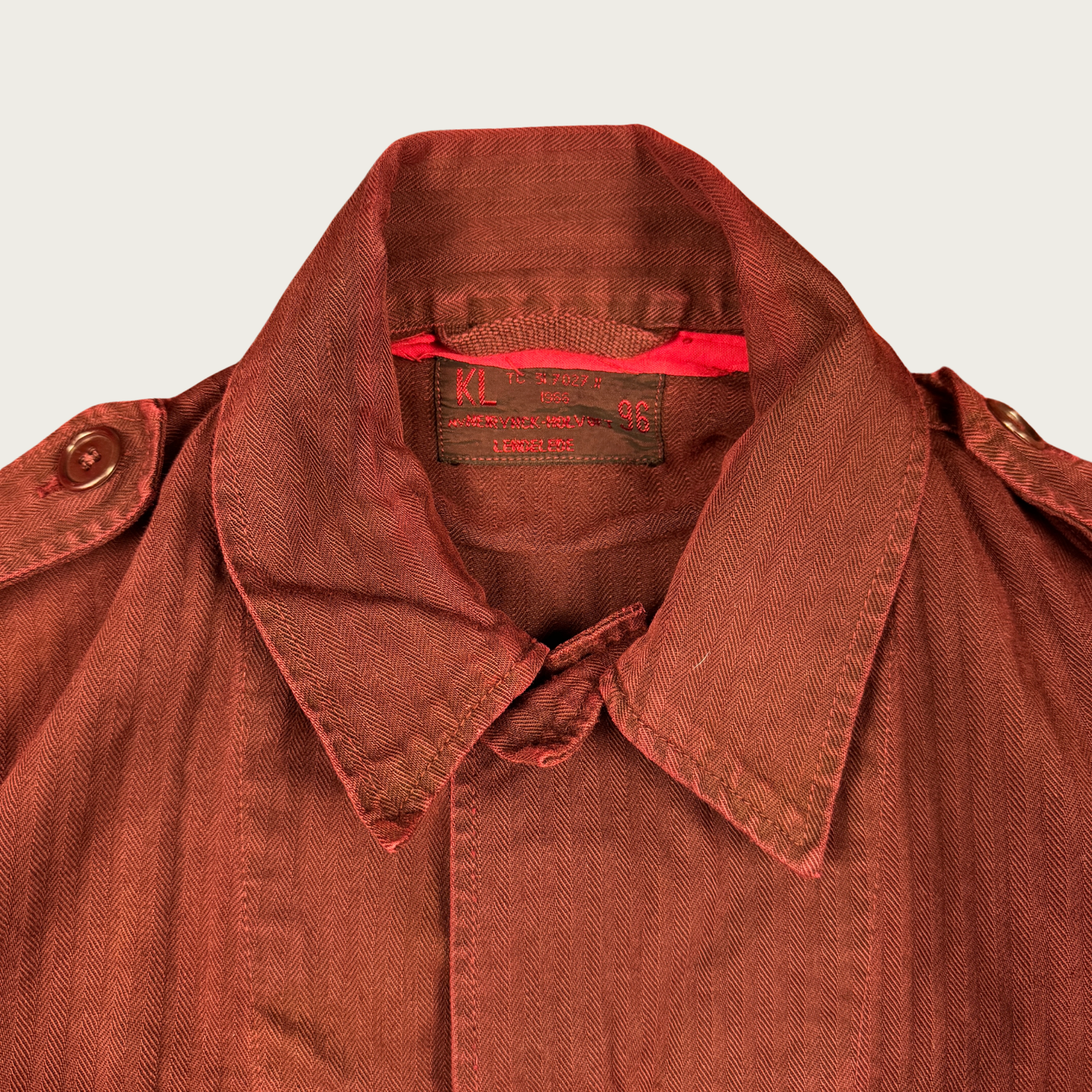 (M) 1960s Dutch Overdyed Maroon Military Shirt