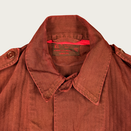 (M) 1960s Dutch Overdyed Maroon Military Shirt