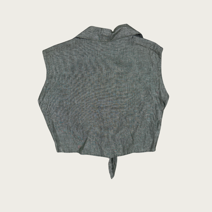 (S) 90s Green Cropped Blouse