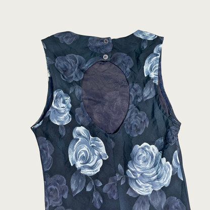 (S) 90s/Y2K Blue Floral Maxi Dress