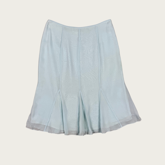 (28") 90s/Y2K Light Blue Silk Midi Skirt