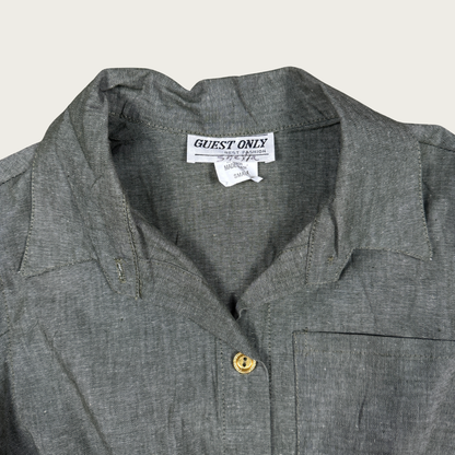 (S) 90s Green Cropped Blouse