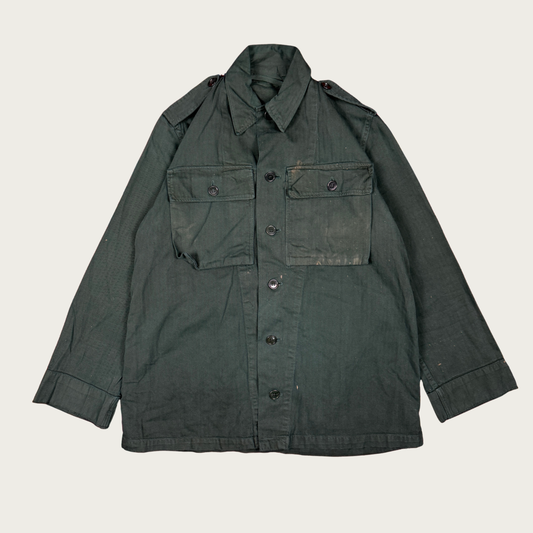 (M) 1960s Dutch Overdyed Green Military Shirt